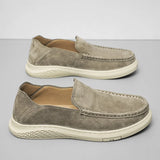 Riolio Men's Suede Leather Comfort Loafers, Flat Casual Slip-on Shoes, Fashion Suede Flats, Classic Round Toe Soft Leather Loafers