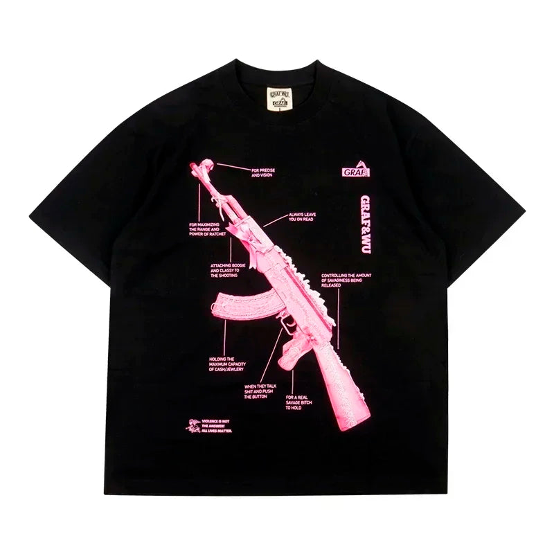 Riolio Harajuku American Purple "WTMM" TEE versized t shirt gothic y2k top cotton shirts Couples grunge graphic goth women clothes
