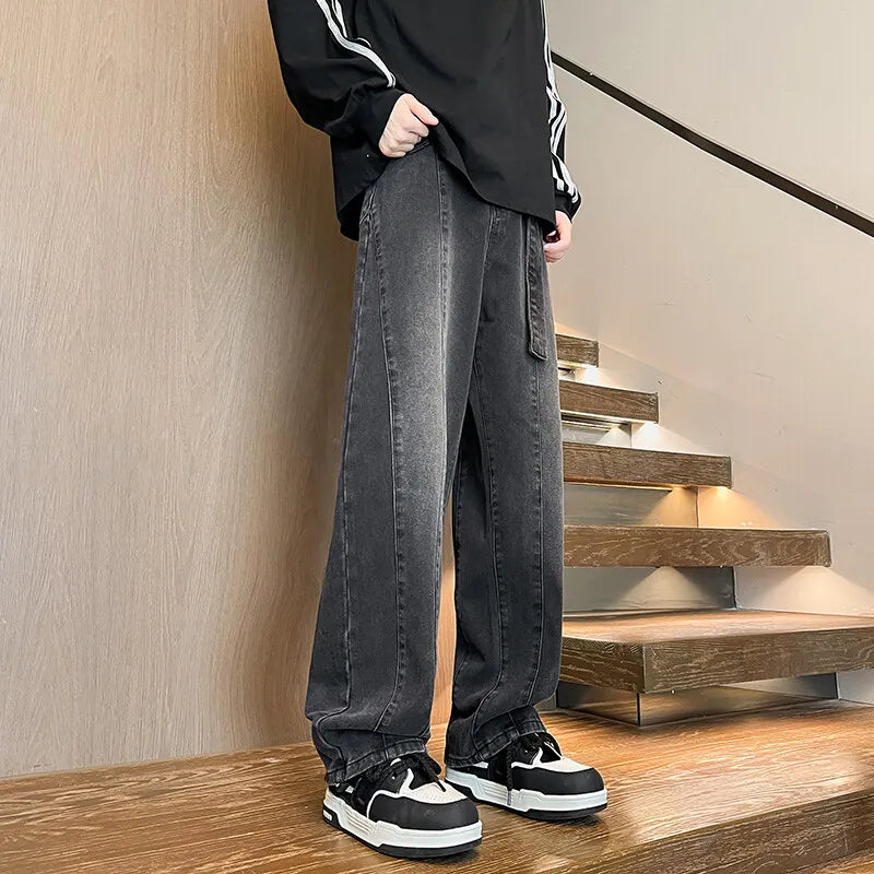 Riolio New Big boy Jeans for Men Streetwear Baggy Jeans Large size Patchwork Denim Leisure Simple Dime Pants Women Jeans Hot  jean