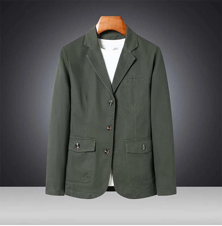 Riolio Men's Premium Suit Jacket Spring Autumn Casual Workwear Pure Cotton Jacket Men's Korean Version Slim Fit Loose Plus Size Suit