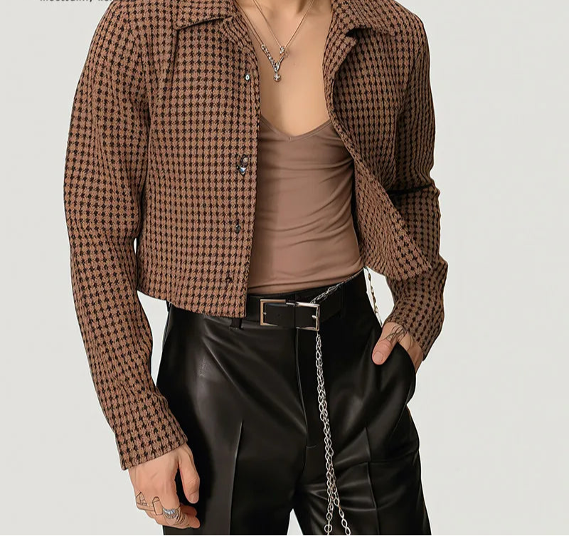 Riolio Men's Jackets Plaid Lapel Long Sleeve Button Fashion Casual Male Crop Coats Spring Streetwear Thin Jackets S-5XL INCERUN