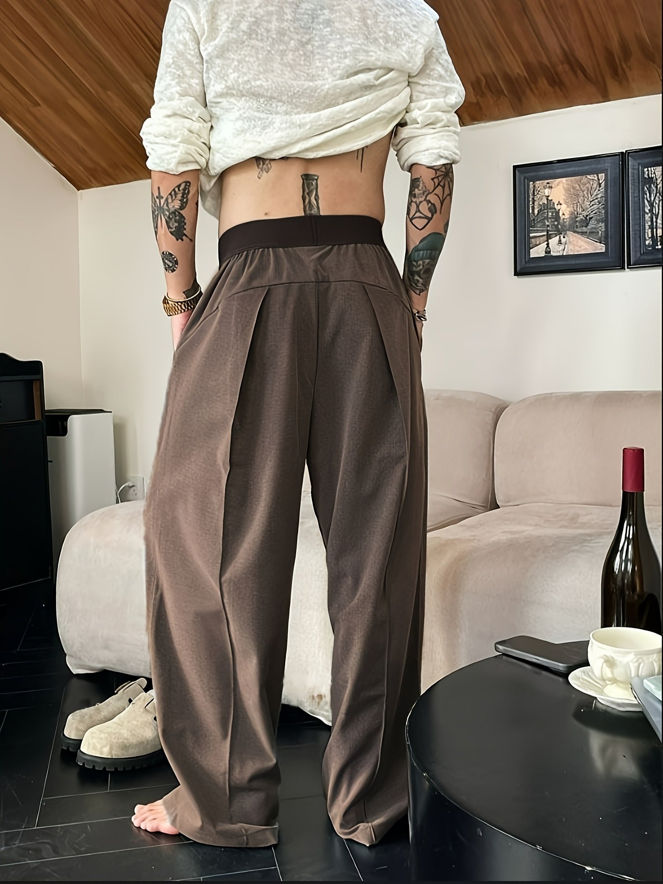 Riolio Men'S Casual Pants with a Relaxed Fit And Elastic Waistband, Featuring Contrasting Colors.