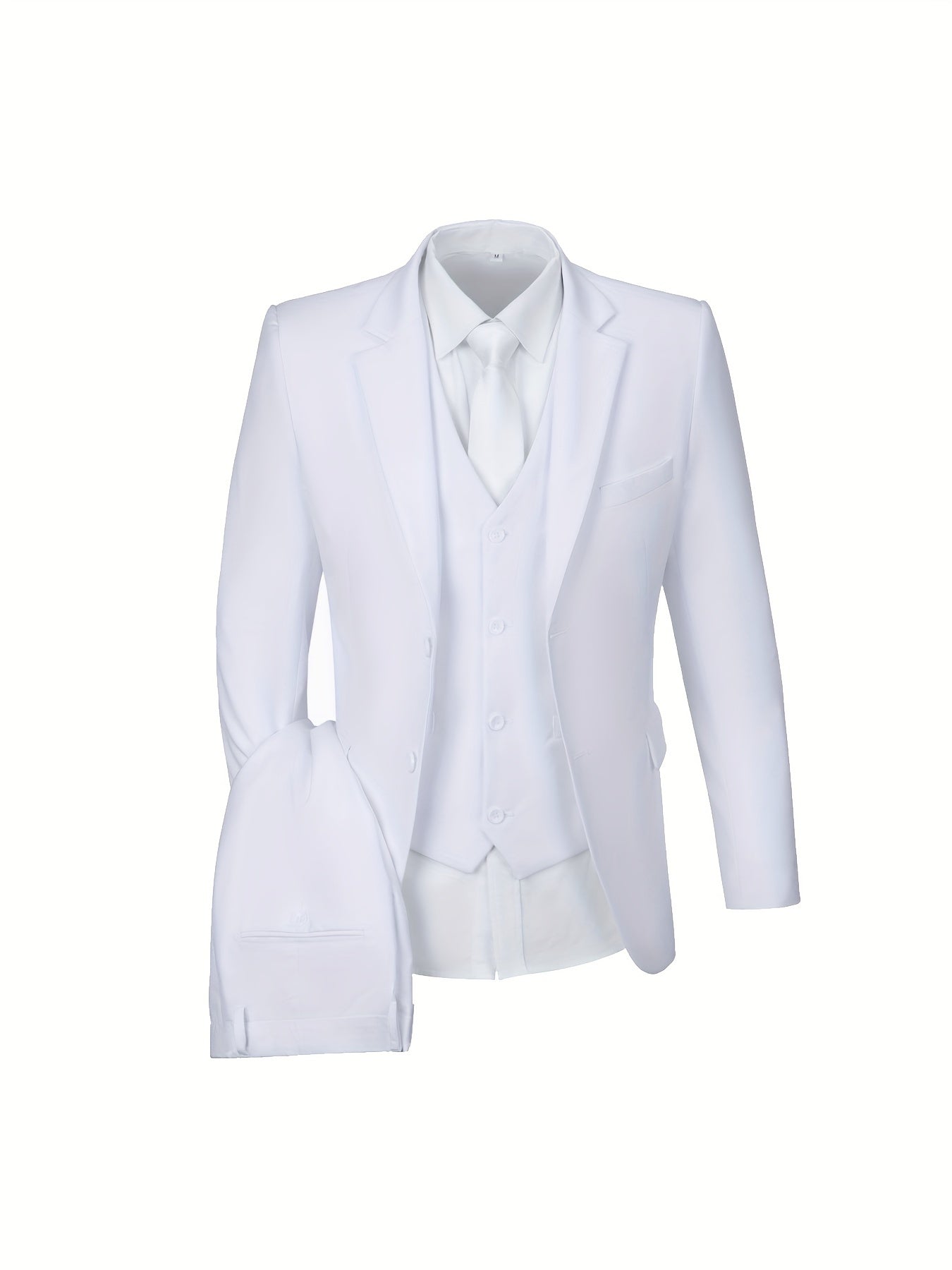 Riolio Men's Elegant 3pcs Light Blue Suit Set - Single Breasted Jacket with Lapel Collar, Matching Vest & Pants, Polyester Blend, Machine Washable - Ideal for Weddings, Parties, Business & Formal Occasions