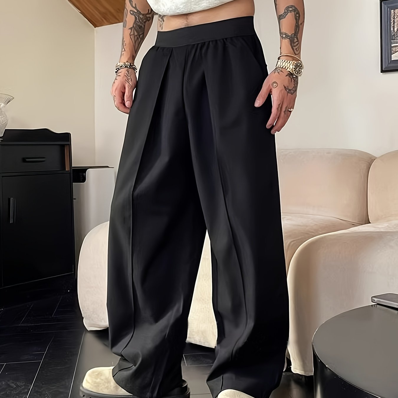Riolio Men'S Casual Pants with a Relaxed Fit And Elastic Waistband, Featuring Contrasting Colors.