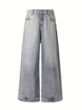 Riolio Reverse Pocket Design High Street Jeans, Men'S And Women'S Versatile Washed Wide Leg Retro Pants Suitable For All Seasons Casual