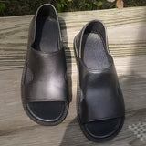 Riolio Men's Solid Color Open Toe Breathable Sandals, Comfy Non Slip Casual Durable Beach Water Shoes, Men's Footwear