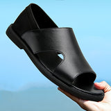 Riolio Men's Solid Color Open Toe Breathable Sandals, Comfy Non Slip Casual Durable Beach Water Shoes, Men's Footwear