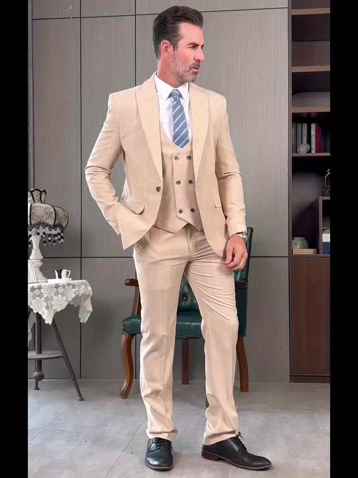 Riolio Mens Suit Plaid Tuxedos Business Suits Slim Fit Double Breasted