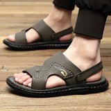 Riolio Men's Dual Purpose Sandals, Casual Hollow Out Non Slip Shoes, Open Toe Shoes For Outdoor Beach, Spring And Summer