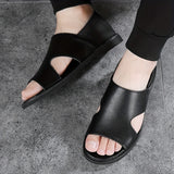 Riolio Men's Solid Color Open Toe Breathable Sandals, Comfy Non Slip Casual Durable Beach Water Shoes, Men's Footwear