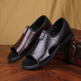 Riolio Men's Casual Slip-On Sandals - Black Open Toe Shoes with Rubber Sole, Comfortable for Spring/Summer Outdoor Wear, Strappy Sandals