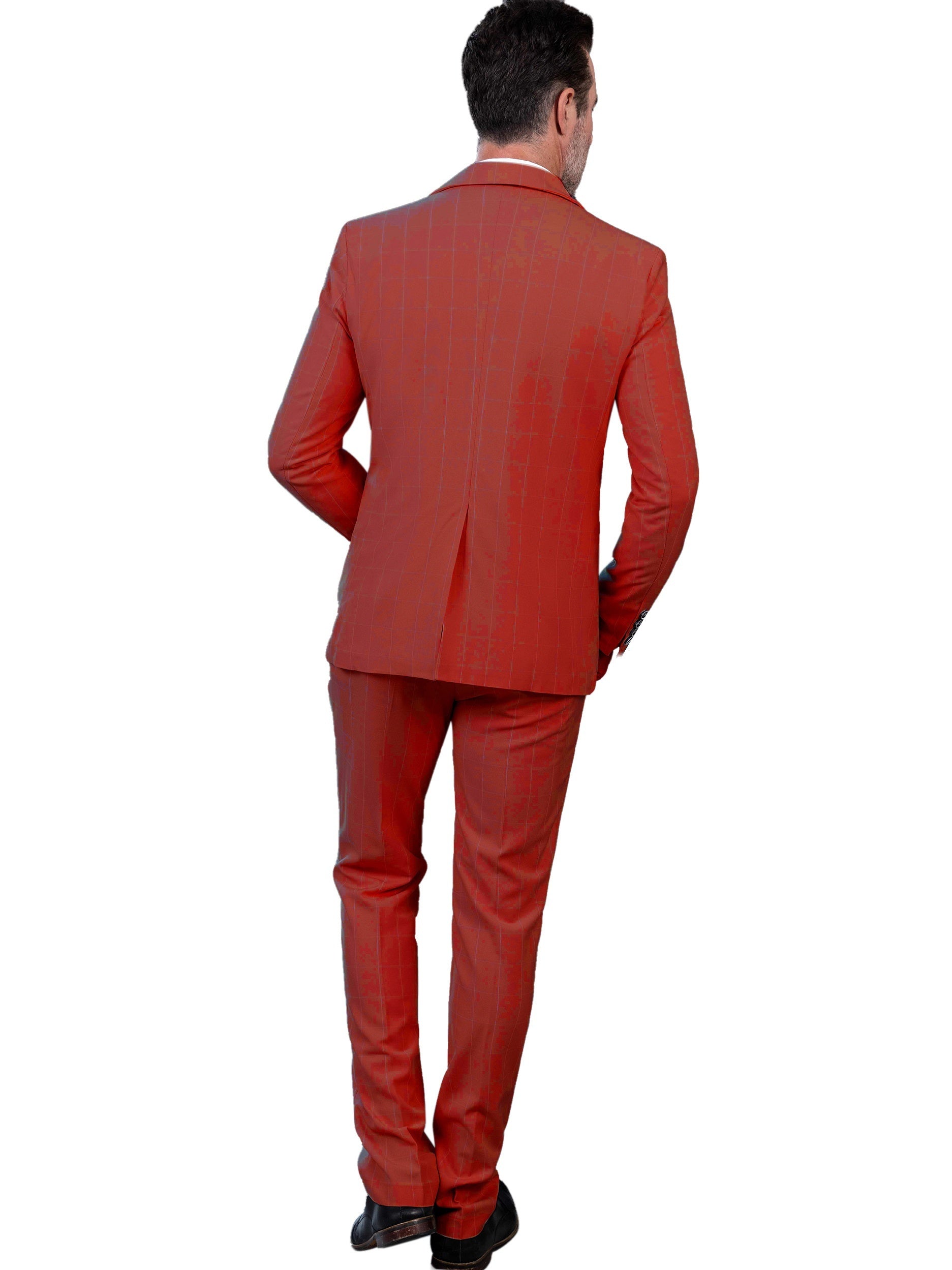 Riolio Mens Suit Plaid Tuxedos Business Suits Slim Fit Double Breasted