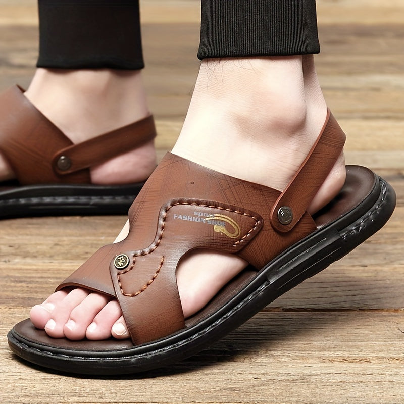 Riolio Men's Dual Purpose Sandals, Casual Hollow Out Non Slip Shoes, Open Toe Shoes For Outdoor Beach, Spring And Summer