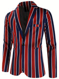 Riolio Allover Print One Button Blazer, Men's Casual Music Note Pattern Flap Pocket Lapel Sports Coat For Spring Fall Business