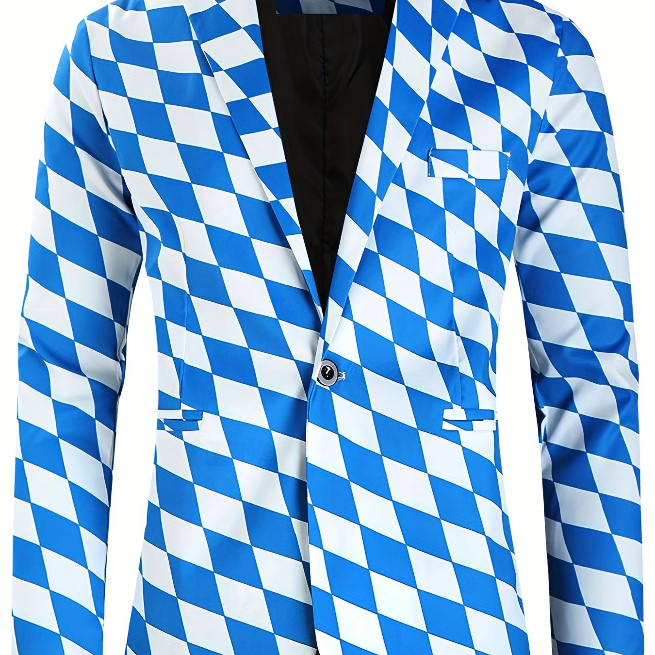 Riolio Allover Print One Button Blazer, Men's Casual Music Note Pattern Flap Pocket Lapel Sports Coat For Spring Fall Business