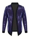 Riolio Men's Casual Chic Jacket, Street Style Spangle Decoration Open-Front Cardigan Jacket For Party Dinner Performance