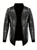 Riolio Men's Casual Chic Jacket, Street Style Spangle Decoration Open-Front Cardigan Jacket For Party Dinner Performance