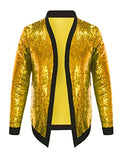 Riolio Men's Casual Chic Jacket, Street Style Spangle Decoration Open-Front Cardigan Jacket For Party Dinner Performance