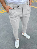 Riolio Slim Fit Elegant Slacks, Men's Casual Vintage Style Slightly Stretch Dress Pants