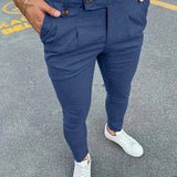 Riolio Slim Fit Elegant Slacks, Men's Casual Vintage Style Slightly Stretch Dress Pants