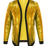 Riolio Men's Casual Chic Jacket, Street Style Spangle Decoration Open-Front Cardigan Jacket For Party Dinner Performance