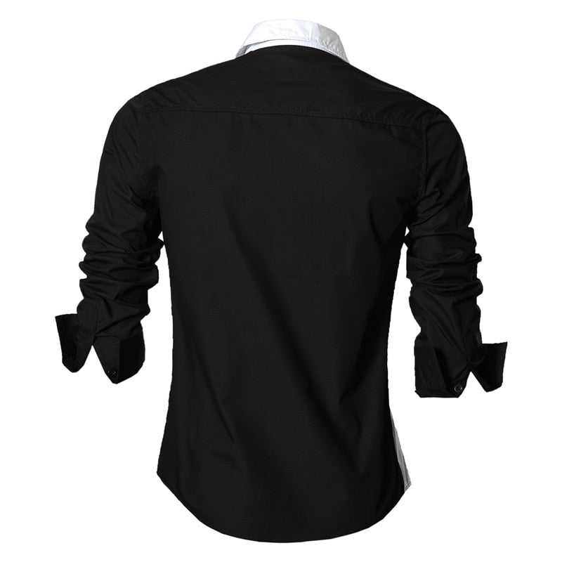 Riolio Spring Autumn Features Shirts Men Casual Shirt Long Sleeve Male Shirts Zipper Decoration (No Pockets)