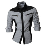 Riolio Spring Autumn Features Shirts Men Casual Shirt Long Sleeve Male Shirts Zipper Decoration (No Pockets)