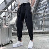 Riolio Summer Elastic Waist Drape Suit Pants Men Business Office Casual Pants Male Fashion Loose Social Party Formal Trousers