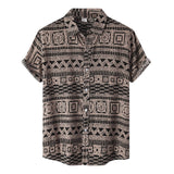 Riolio Unisex Geometric Ethnic Shirts T Summer Casual Beach Hawaiian Shirts Men T-shirt Loose Breathable Short-sleeved 3d Print Blouse