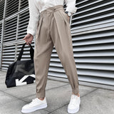 Riolio Summer Elastic Waist Drape Suit Pants Men Business Office Casual Pants Male Fashion Loose Social Party Formal Trousers