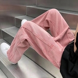 Riolio Street Vibe Style Jeans Men's Loose Straight Pants Trendy Brand American Baggy Wide-leg Pants Pink Jeans Spring and Autumn