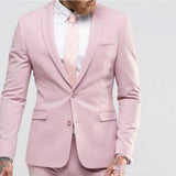 Pink Slim Fit Prom Suits for Men 2 Piece Groomsmen Tuxedo for Wedding Notched Lapel Tailor Made Male Suit Costume Homme