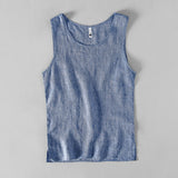 Riolio Pure Linen Sleeveless White Tank Top Men Summer Solid Breathable Vest Tees Casual Man Vests