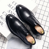 Riolio Business Formal Leather Shoes Men Autumn Men Shoes Low-top Solid Wedding Shoes Color Fashion Oxford Pointed Office Shoes