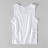 Riolio Pure Linen Sleeveless White Tank Top Men Summer Solid Breathable Vest Tees Casual Man Vests