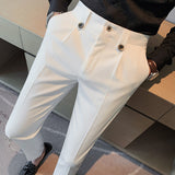 Riolio British Style Autumn New Solid High Quality Dress Pant Men Slim Fit Casual Office Trousers Formal Social Wedding Party Suit Pant