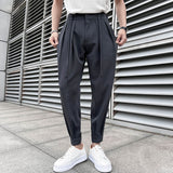 Riolio Summer Elastic Waist Drape Suit Pants Men Business Office Casual Pants Male Fashion Loose Social Party Formal Trousers