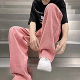 Riolio Street Vibe Style Jeans Men's Loose Straight Pants Trendy Brand American Baggy Wide-leg Pants Pink Jeans Spring and Autumn