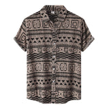 Riolio Unisex Geometric Ethnic Shirts T Summer Casual Beach Hawaiian Shirts Men T-shirt Loose Breathable Short-sleeved 3d Print Blouse