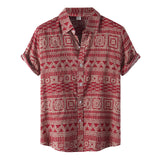 Riolio Unisex Geometric Ethnic Shirts T Summer Casual Beach Hawaiian Shirts Men T-shirt Loose Breathable Short-sleeved 3d Print Blouse