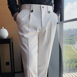 Riolio British Style Autumn New Solid High Quality Dress Pant Men Slim Fit Casual Office Trousers Formal Social Wedding Party Suit Pant