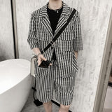 Riolio Sets Men Half Sleeve Blazers Handsome Summer Shorts Knee-length 2 Pcs Outfits Streetwear Casual Fashion Korean Clothing Popular