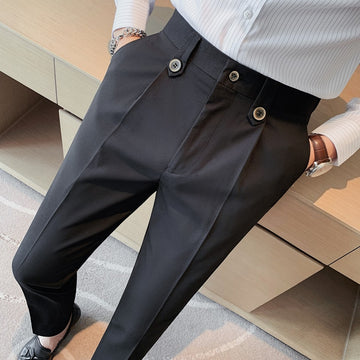 Riolio British Style Autumn New Solid High Quality Dress Pant Men Slim Fit Casual Office Trousers Formal Social Wedding Party Suit Pant