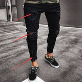 New Skinny Jeans Light Blue Black Ripped Stretch Men's Pencil Pants Premium Brand Ropa Hombre S-XXXL Trousers Men