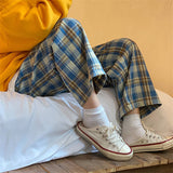 Riolio Summer Plaid Pants Men S-3XL Casual Straight Trousers for Male/Female Harajuku Hip-hop Pants