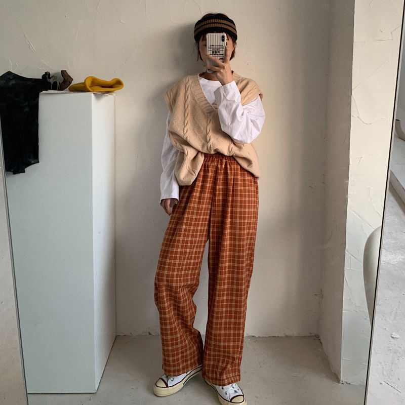 Riolio Summer Plaid Pants Men S-3XL Casual Straight Trousers for Male/Female Harajuku Hip-hop Pants