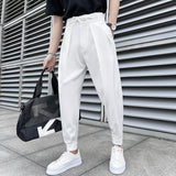 Riolio Summer Elastic Waist Drape Suit Pants Men Business Office Casual Pants Male Fashion Loose Social Party Formal Trousers
