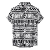 Riolio Unisex Geometric Ethnic Shirts T Summer Casual Beach Hawaiian Shirts Men T-shirt Loose Breathable Short-sleeved 3d Print Blouse