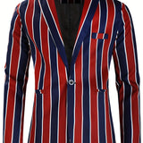 Riolio Allover Print One Button Blazer, Men's Casual Music Note Pattern Flap Pocket Lapel Sports Coat For Spring Fall Business