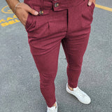 Riolio Slim Fit Elegant Slacks, Men's Casual Vintage Style Slightly Stretch Dress Pants